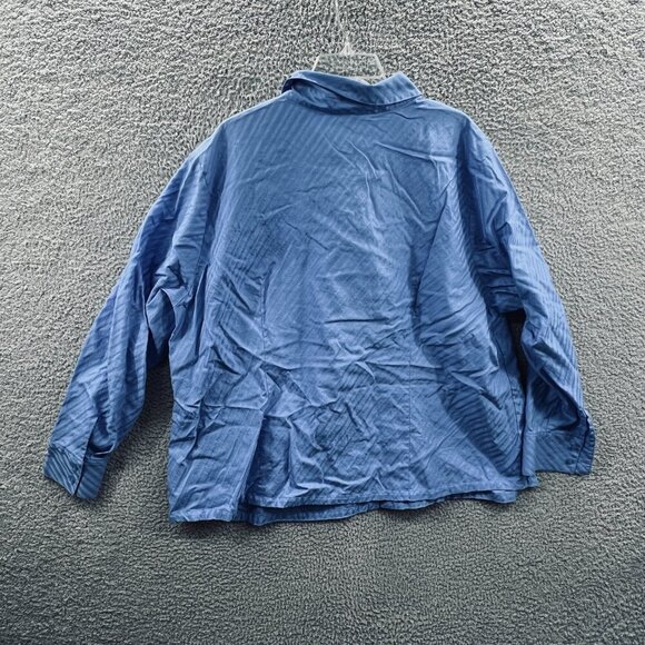 Talbots‎ Womens Top 24W Blue 100% Cotton Long Sleeve Button Front Shirt - Picture 2 of 7